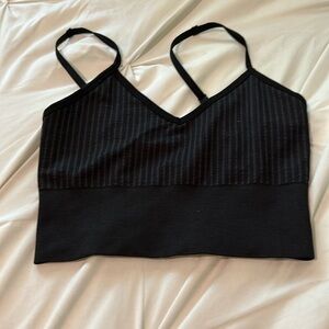black fabletics cropped tank top